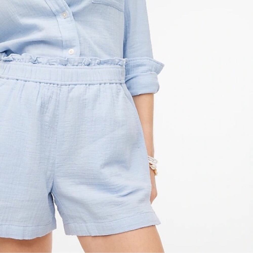 J. Crew Pull-On Soft Gauze Short Baby Blue Size S Preppy‎ Beach Coastal Cotton
